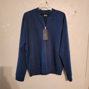 VRST Washed Terry Half-Zip Bomber Mens Size S NWT Jeweled Teal